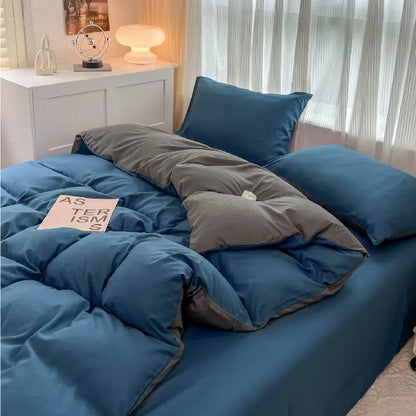 Solid Color Brush Fabric Bedding Set - 4 Pieces