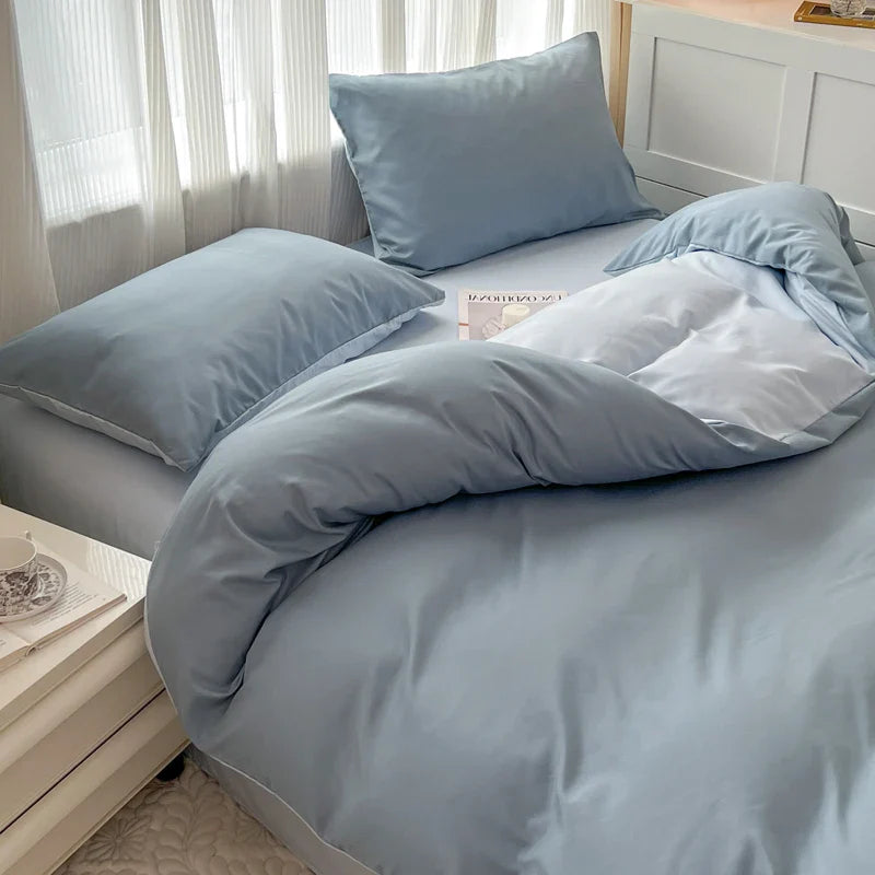 Solid Color Brush Fabric Bedding Set - 4 Pieces