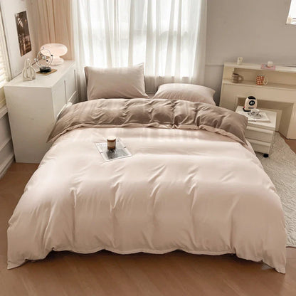 Solid Color Brush Fabric Bedding Set - 4 Pieces