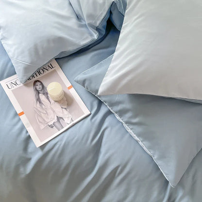 Solid Color Brush Fabric Bedding Set - 4 Pieces