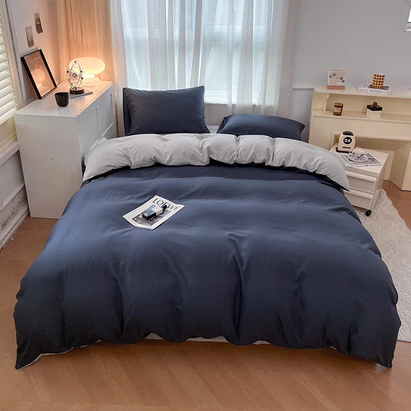 Solid Color Brush Fabric Bedding Set - 4 Pieces