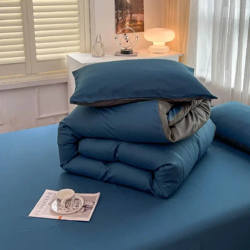 Solid Color Brush Fabric Bedding Set - 4 Pieces