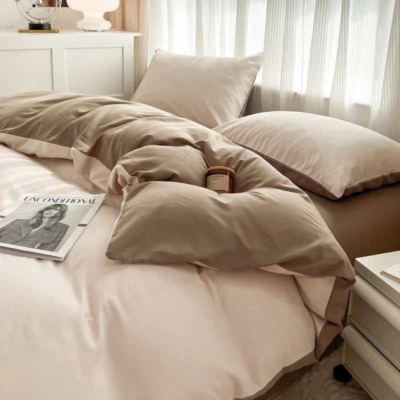 Solid Color Brush Fabric Bedding Set - 4 Pieces