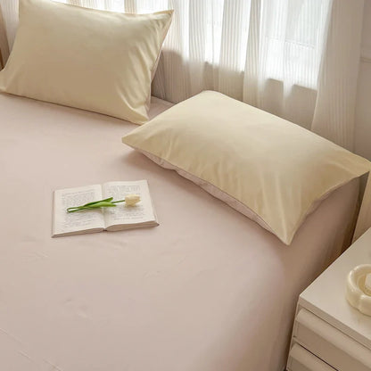 Solid Color Brush Fabric Bedding Set - 4 Pieces