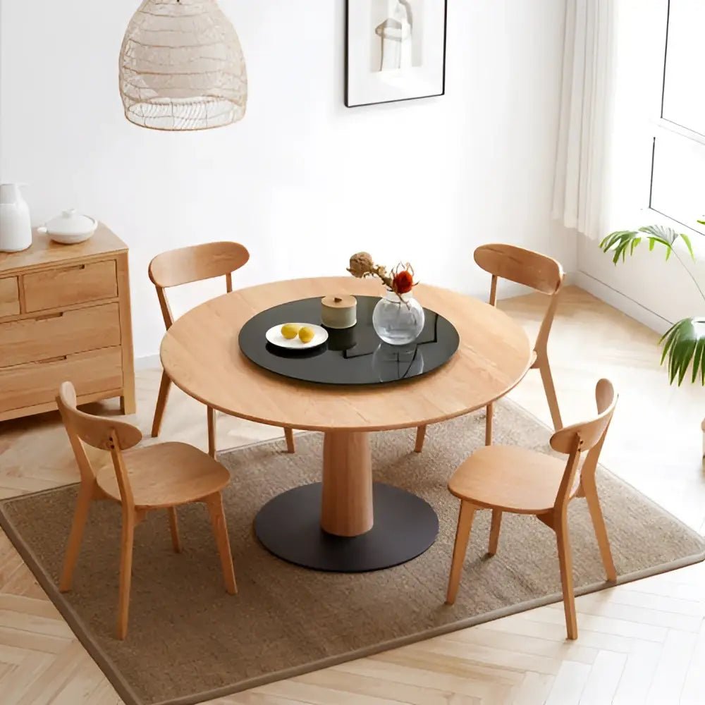 Solid oak white dining room set with comfortable seat depth - Decorbites