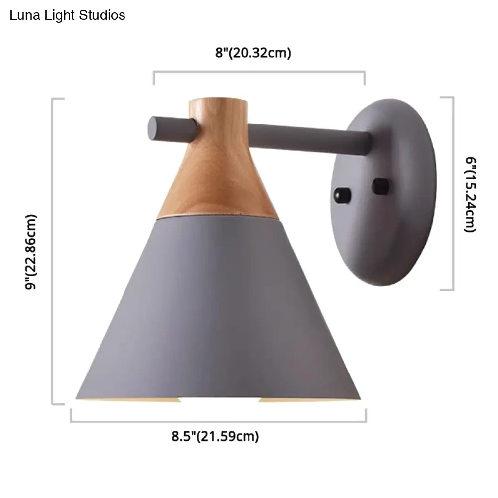 DecorBites™ DecorBites™ Solid Wood Nordic Macaroon Sconce Light Fixture with Metal Wall Arm