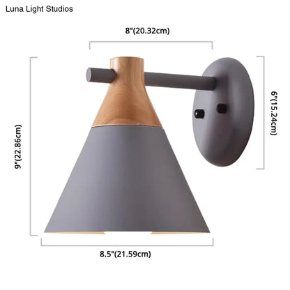 DecorBites™ DecorBites™ Solid Wood Nordic Macaroon Sconce Light Fixture with Metal Wall Arm