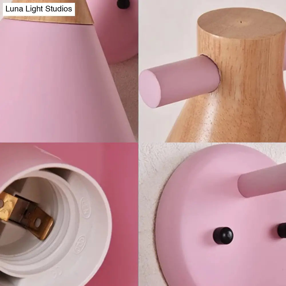 DecorBites™ DecorBites™ Solid Wood Nordic Macaroon Sconce Light Fixture with Metal Wall Arm