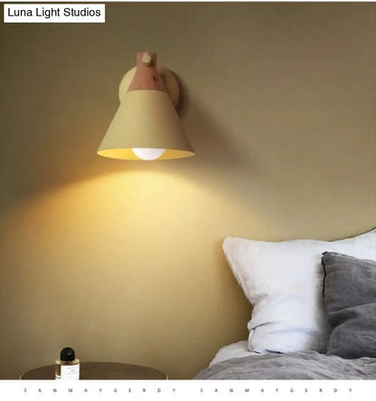 DecorBites™ DecorBites™ Solid Wood Nordic Macaroon Sconce Light Fixture with Metal Wall Arm