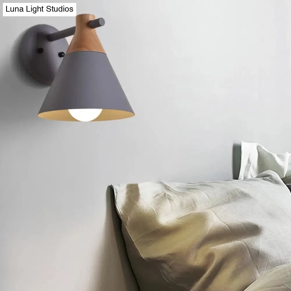 DecorBites™ DecorBites™ Solid Wood Nordic Macaroon Sconce Light Fixture with Metal Wall Arm