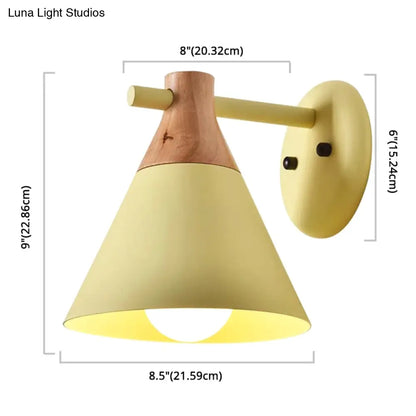 DecorBites™ DecorBites™ Solid Wood Nordic Macaroon Sconce Light Fixture with Metal Wall Arm