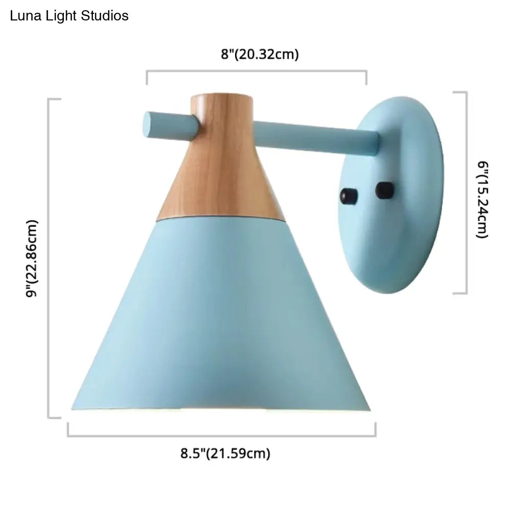 DecorBites™ DecorBites™ Solid Wood Nordic Macaroon Sconce Light Fixture with Metal Wall Arm