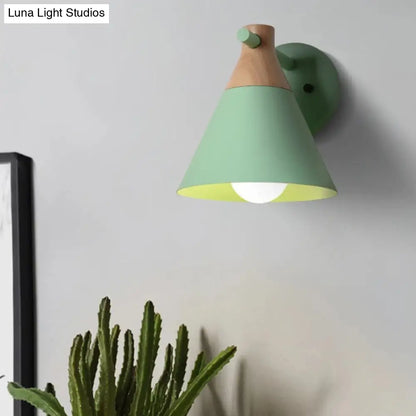 DecorBites™ DecorBites™ Solid Wood Nordic Macaroon Sconce Light Fixture with Metal Wall Arm