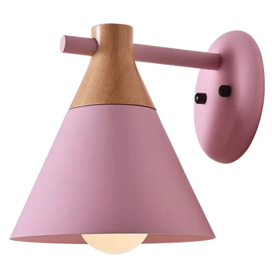 DecorBites™ DecorBites™ Solid Wood Nordic Macaroon Sconce Light Fixture with Metal Wall Arm