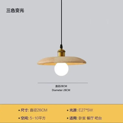 Solid Wood Pendant Light With Three-Color Dimming - Decorbites