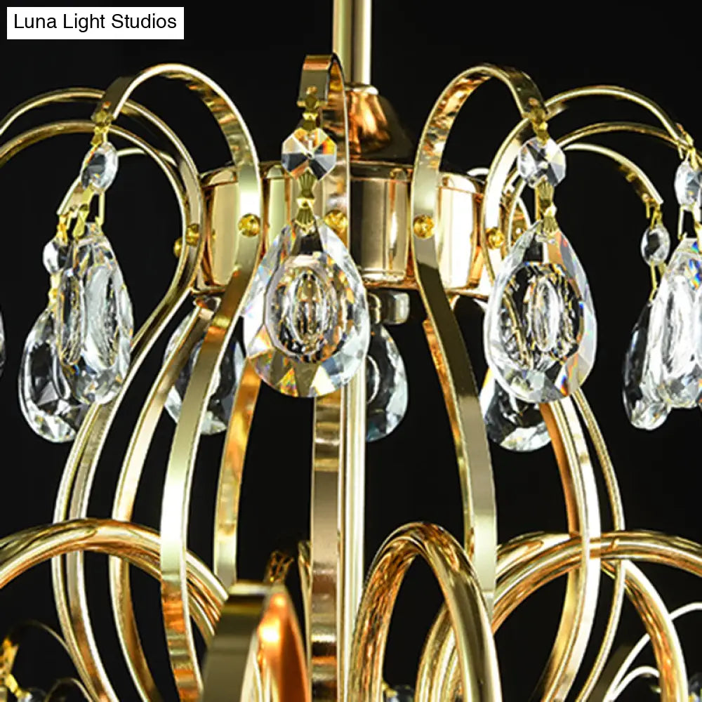 DecorBites™ DecorBites™ Sophisticated Cascade Crystal Drop LED Ceiling Light with Simple Gold Finish - 18"/19.5" Wide Semi Flush Mount Fixture