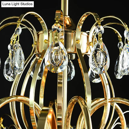 DecorBites™ DecorBites™ Sophisticated Cascade Crystal Drop LED Ceiling Light with Simple Gold Finish - 18"/19.5" Wide Semi Flush Mount Fixture