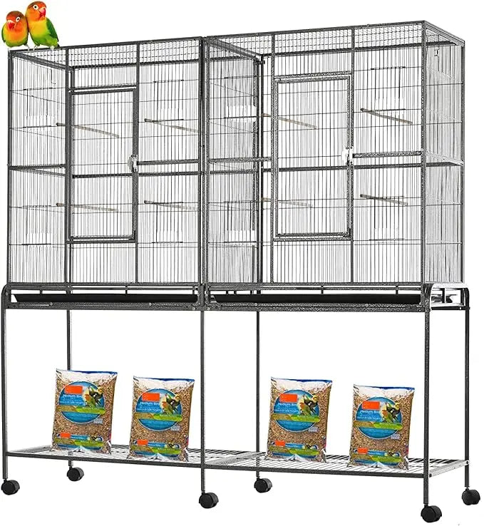 Spacious Double Bird Cage with Breeding Dividers - None / United States