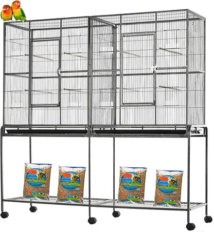 Spacious Double Bird Cage with Breeding Dividers - None / United States