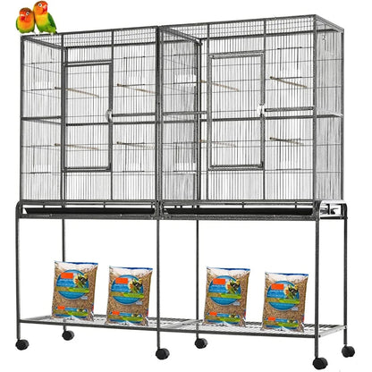 Spacious Double Bird Cage with Breeding Dividers - None / United States