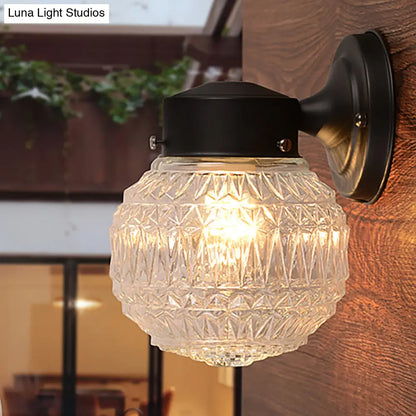 DecorBites™ DecorBites™ Spherical Black/White Modernist Wall Lamp with Lattice Glass for Reading Room