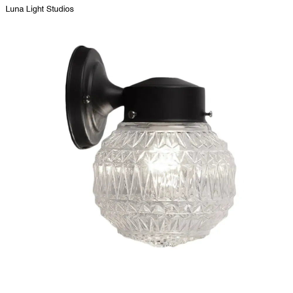 DecorBites™ DecorBites™ Spherical Black/White Modernist Wall Lamp with Lattice Glass for Reading Room