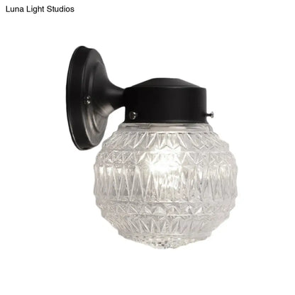 DecorBites™ DecorBites™ Spherical Black/White Modernist Wall Lamp with Lattice Glass for Reading Room