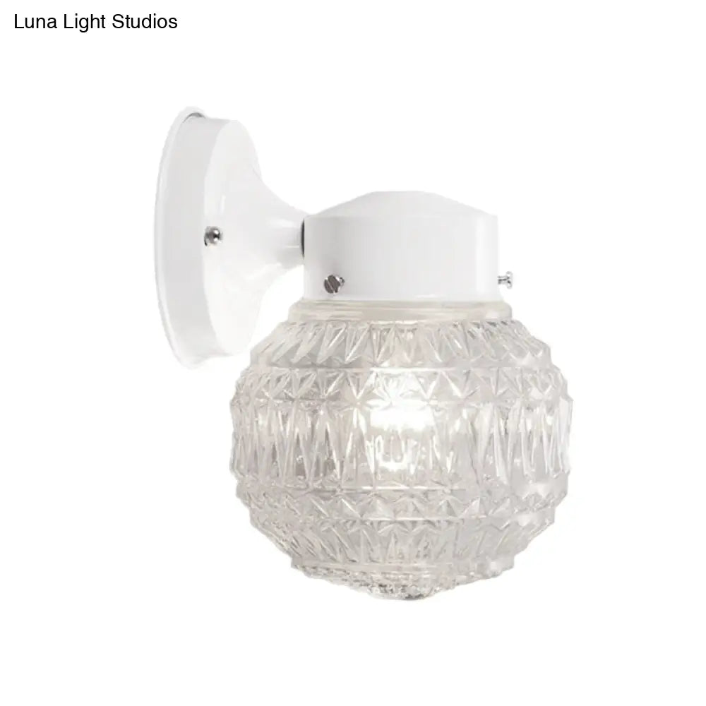 DecorBites™ DecorBites™ Spherical Black/White Modernist Wall Lamp with Lattice Glass for Reading Room