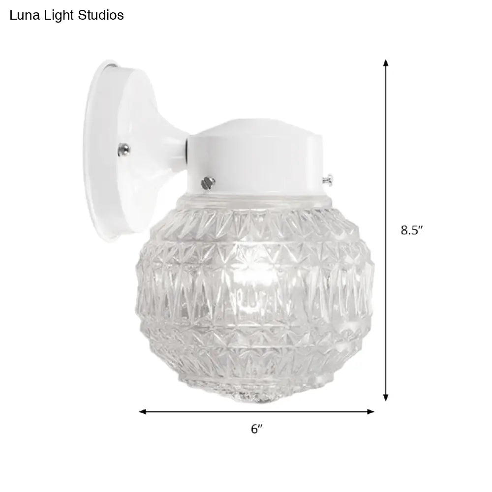 DecorBites™ DecorBites™ Spherical Black/White Modernist Wall Lamp with Lattice Glass for Reading Room