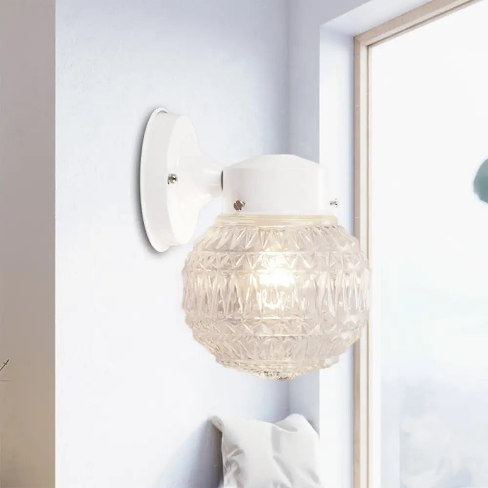 DecorBites™ DecorBites™ Spherical Black/White Modernist Wall Lamp with Lattice Glass for Reading Room