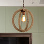 Spherical Hemp Rope Pendant Light: Industrial Chic Kitchen Ceiling Fixture in Beige