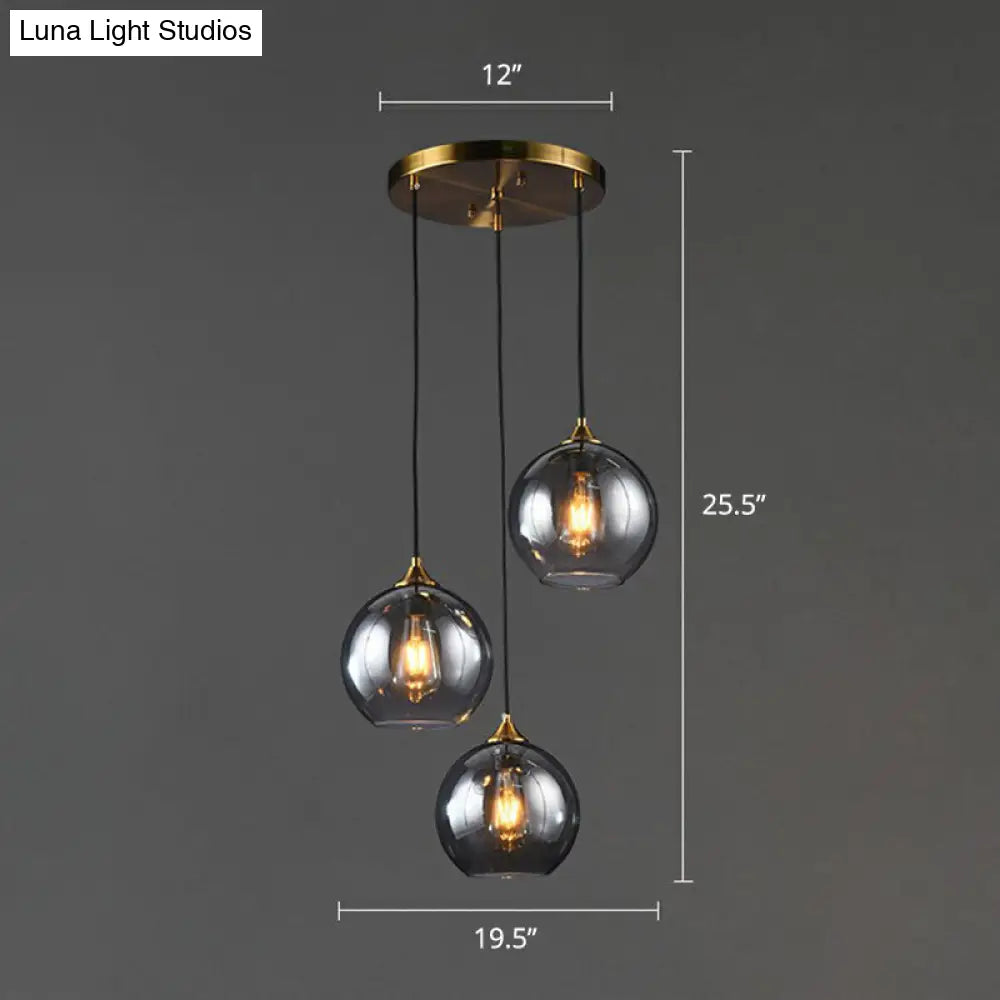 Spherical Multi-Glass Ceiling Lamp with 3 Lights for Modern Dining Room Suspension