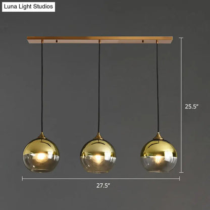 Spherical Multi-Glass Ceiling Lamp with 3 Lights for Modern Dining Room Suspension