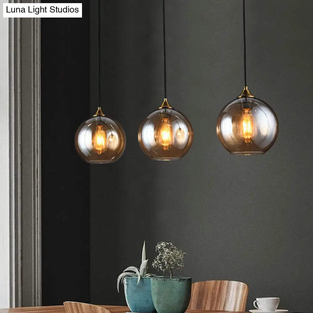 Spherical Multi-Glass Ceiling Lamp with 3 Lights for Modern Dining Room Suspension