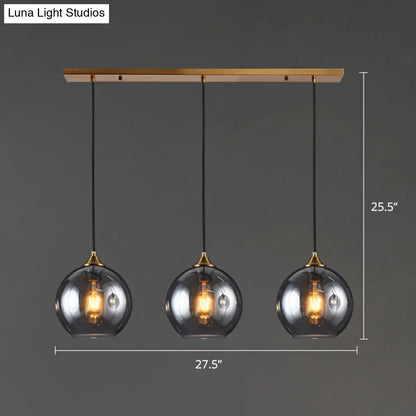 Spherical Multi-Glass Ceiling Lamp with 3 Lights for Modern Dining Room Suspension