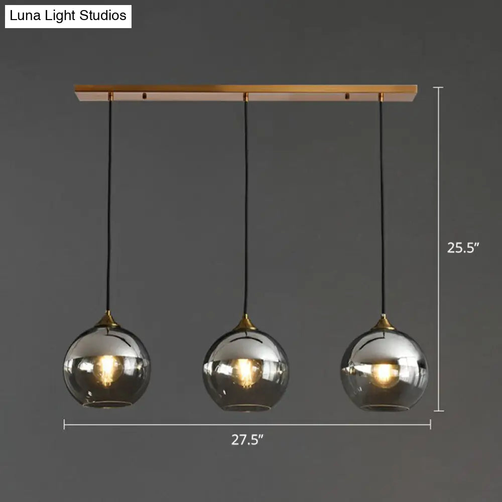 Spherical Multi-Glass Ceiling Lamp with 3 Lights for Modern Dining Room Suspension