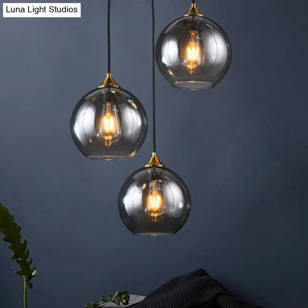 Spherical Multi-Glass Ceiling Lamp with 3 Lights for Modern Dining Room Suspension