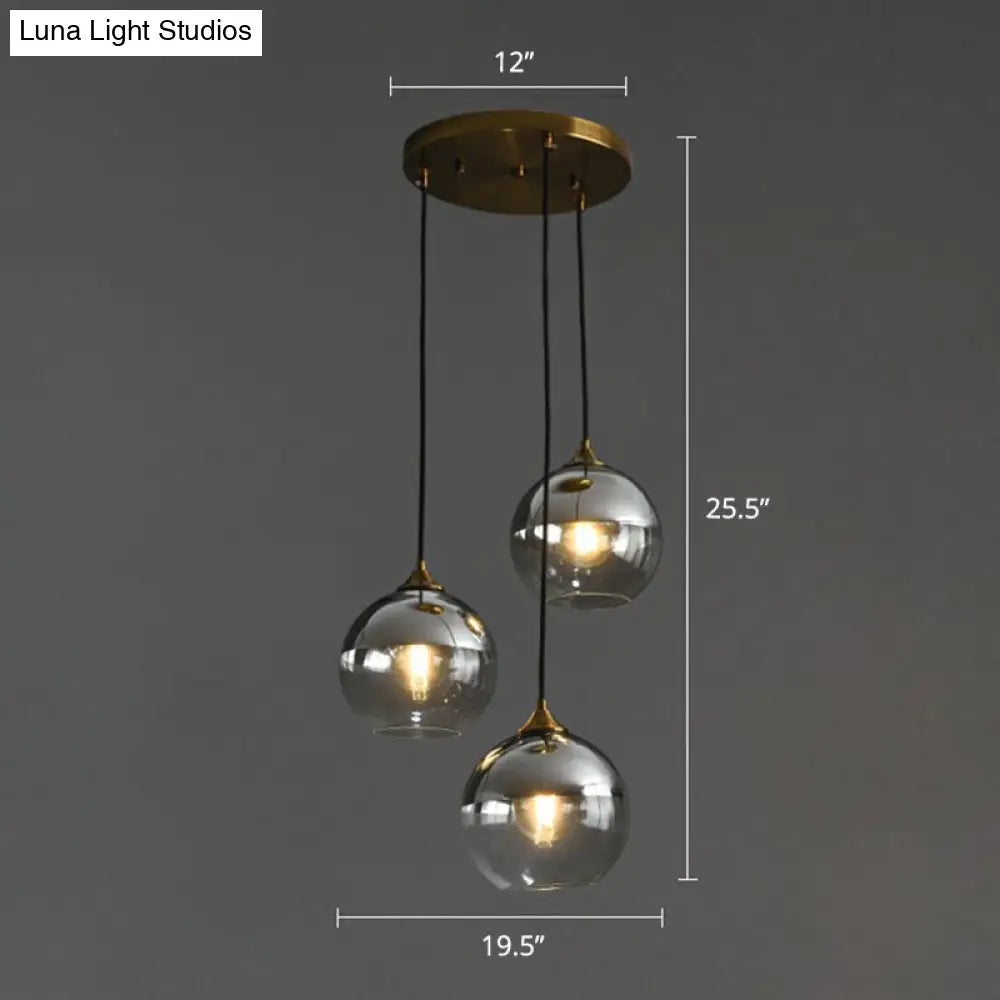 Spherical Multi-Glass Ceiling Lamp with 3 Lights for Modern Dining Room Suspension