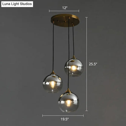 Spherical Multi-Glass Ceiling Lamp with 3 Lights for Modern Dining Room Suspension