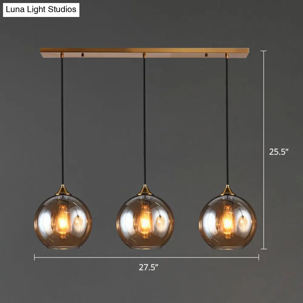 Spherical Multi-Glass Ceiling Lamp with 3 Lights for Modern Dining Room Suspension