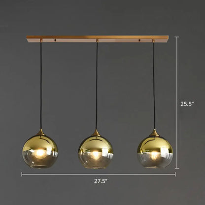 Spherical Multi-Glass Ceiling Lamp with 3 Lights for Modern Dining Room Suspension