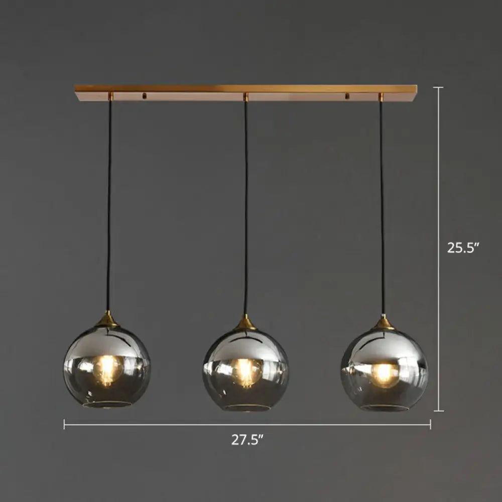 Spherical Multi-Glass Ceiling Lamp with 3 Lights for Modern Dining Room Suspension