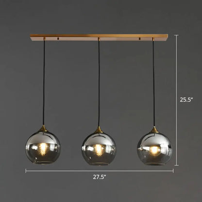 Spherical Multi-Glass Ceiling Lamp with 3 Lights for Modern Dining Room Suspension