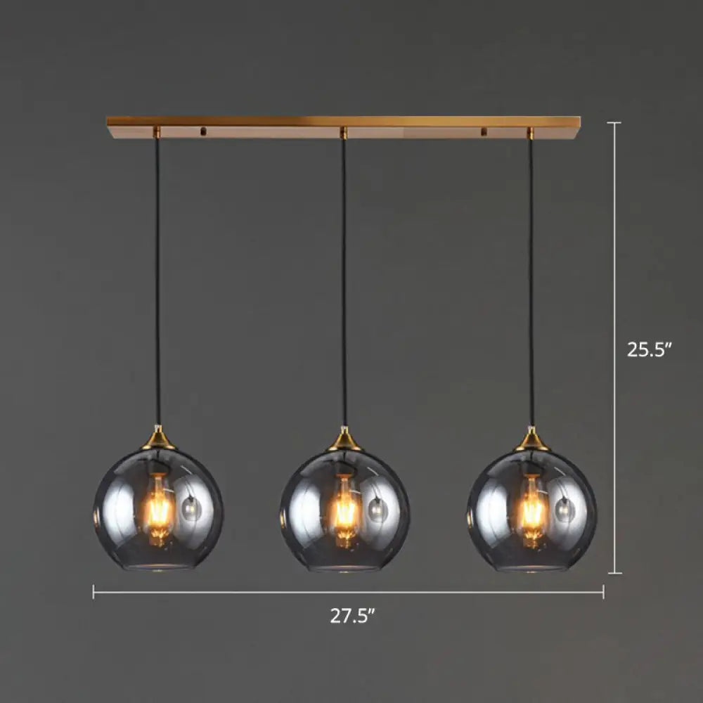 Spherical Multi-Glass Ceiling Lamp with 3 Lights for Modern Dining Room Suspension