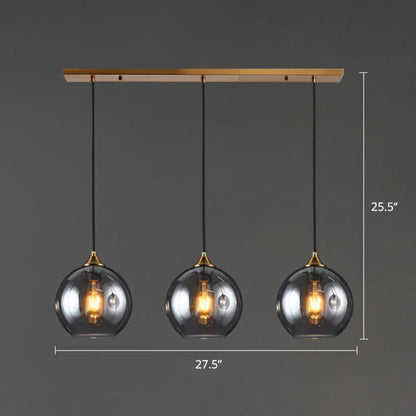 Spherical Multi-Glass Ceiling Lamp with 3 Lights for Modern Dining Room Suspension