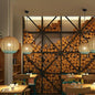 Spherical Rattan Pendant Lamp: Asian Inspired Restaurant Ceiling Light with Wood and Blue Accents