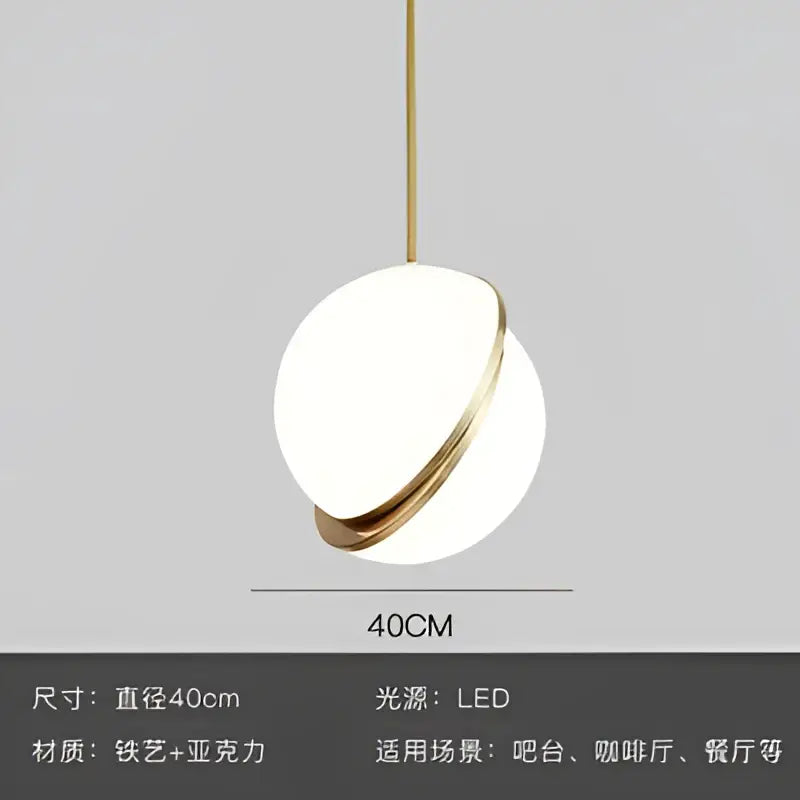 A modern spherical white and gold lustre led pendant light with a sleek circular shade for living room decorbites gold lustre