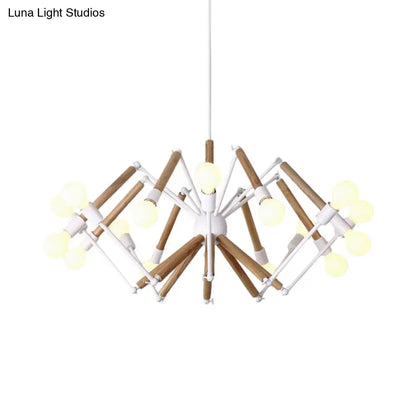 Spider Shape Suspension Light - Contemporary Metal Chandelier for Living Room (8/10/12/16-Head) - Black/White