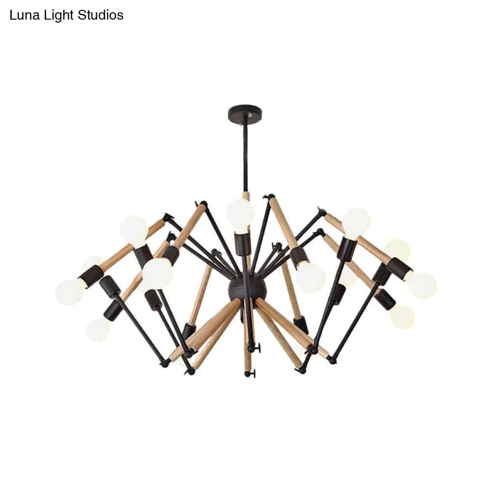 Spider Shape Suspension Light - Contemporary Metal Chandelier for Living Room (8/10/12/16-Head) - Black/White