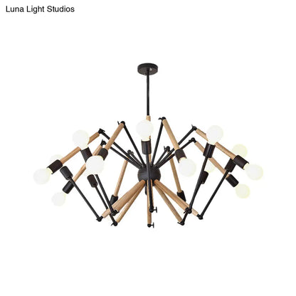 Spider Shape Suspension Light - Contemporary Metal Chandelier for Living Room (8/10/12/16-Head) - Black/White